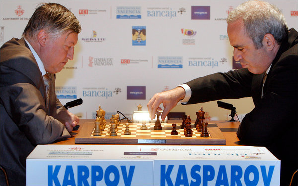 Historic and intense chess battle between karpov and kasparov